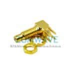 SSMC-Male-Bulkhead-RA-Thru-Hole-PCB-Connector-.100-inch-x-.031-inch-Hole6GHZ