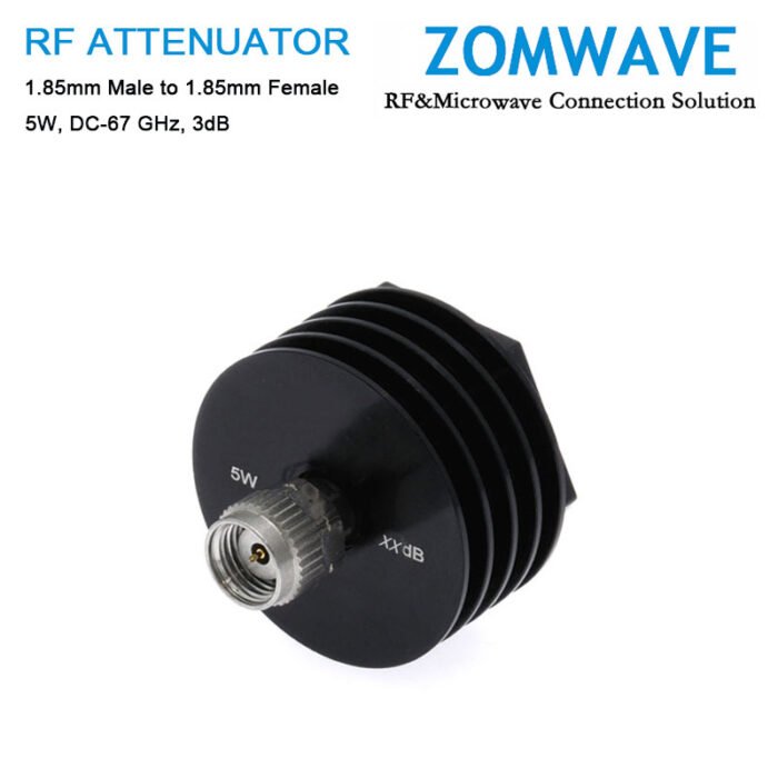 3dB Fixed Attenuator, 1.85mm Male to 1.85mm Female ,5Watts, DC-67 GHz, VSWR
