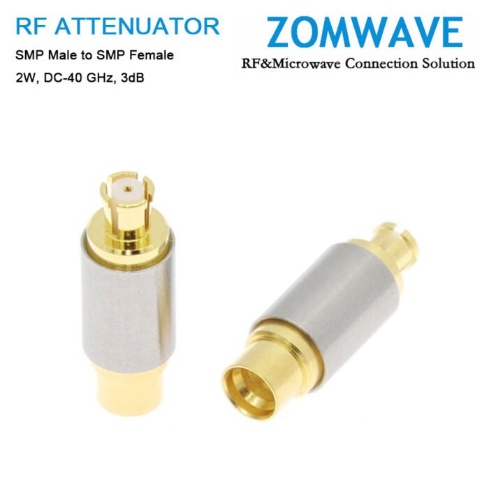 3dB Fixed Attenuator, SMP Male to SMP Female ,2Watts, DC-40 GHz, VSWR