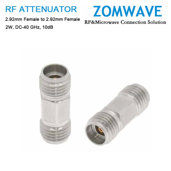 10dB Fixed Attenuator, 2.92mm Female to 2.92mm Female ,2Watts, DC-40 GHz, VSWR