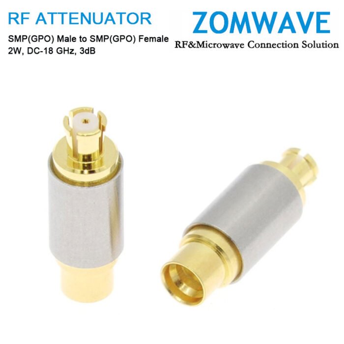 3dB Fixed Attenuator, SMP(GPO) Male to SMP(GPO) Female ,2Watts, DC-18 GHz, VSWR