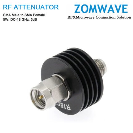 3dB Fixed Attenuator, SMA Male to SMA Female, 5Watts, DC-18 GHz, VSWR