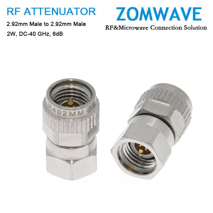 6dB Fixed Attenuator, 2.92mm Male to 2.92mm Male ,2Watts, DC-40 GHz, VSWR