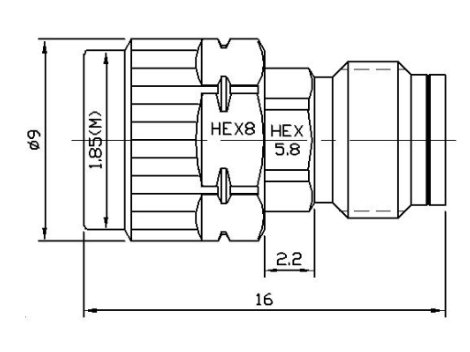 6dB Fixed Attenuator, 1.85mm Male to 1.85mm Female ,2Watts, DC-67 GHz, VSWR
