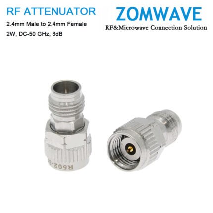 6dB Fixed Attenuator, 2.4mm Male to 2.4mm Female ,2Watts, DC-50 GHz, VSWR