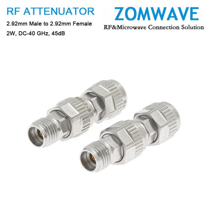 45dB Fixed Attenuator, 2.92mm Male to 2.92mm Female ,2Watts, DC-40 GHz,VSWR