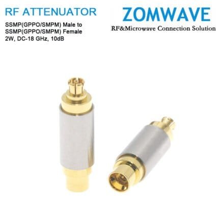 10dB Fixed Attenuator, SSMP(GPPO/SMPM) Male to SSMP(GPPO/SMPM) Female ,2Watts, DC-18 GHz, VSWR