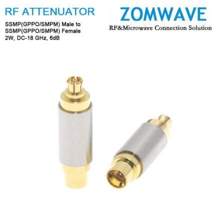 6dB Fixed Attenuator, SSMP(GPPO/SMPM) Male to SSMP(GPPO/SMPM) Female ,2Watts, DC-18 GHz, VSWR