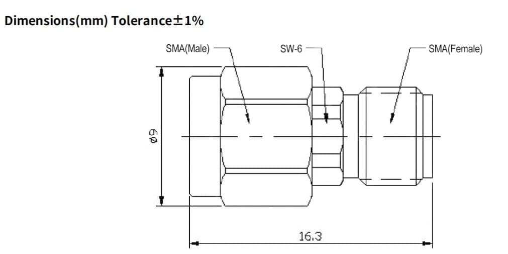 20dB Fixed Attenuator, SMA Male to SMA Female, 2Watts, DC-26.5GHz, VSWR