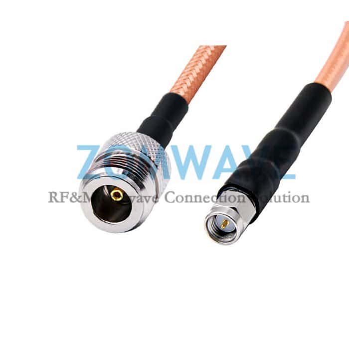 SMA Male to N Type Female, RG142 Cable, 6GHz