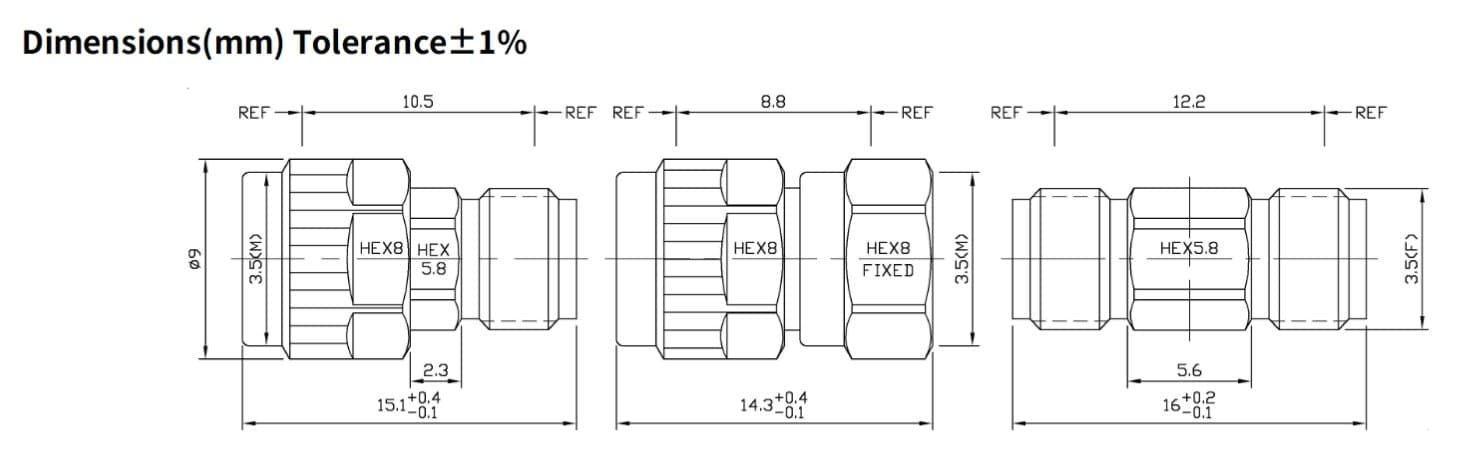 40dB Fixed Attenuator, 3.5mm Male to 3.5mm Female, 2Watts, DC-34GHz, VSWR