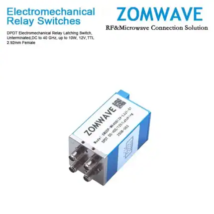 DPDT Electromechanical Relay Latching Switch, Unterminated DC to 40 GHz, up to 10W, 12V, TTL(H), 2.92mm Female Type-Front
