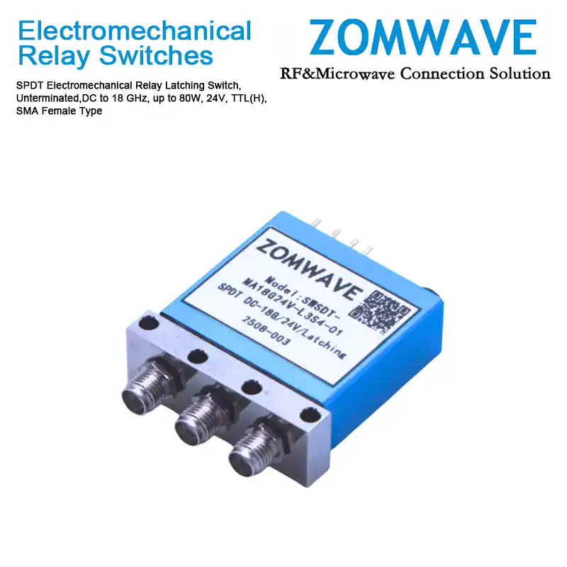 SPDT-Electromechanical-Relay-Latching-Switch,-Unterminated-Front-SPDT