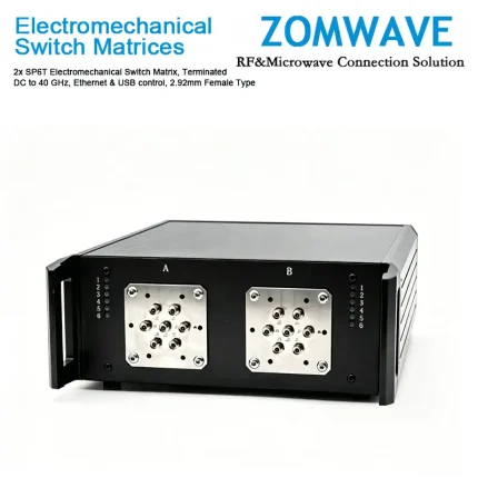 2x SP6T Electromechanical Switch Matrix, Terminated, DC to 40 GHz, Ethernet & USB control, 2.92mm Female Type