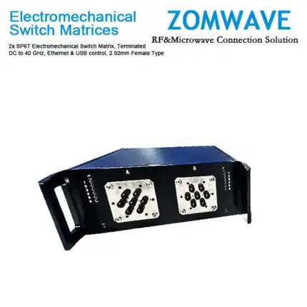 2x SP6T Electromechanical Switch Matrix, Terminated, DC to 40 GHz, Ethernet & USB control, 2.92mm Female Type