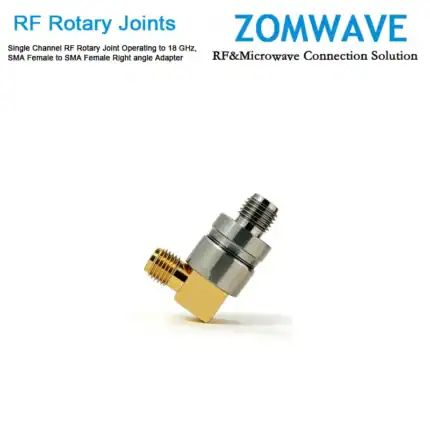 Single Channel RF Rotary Joint Operating to 18 GHz, SMA Female to SMA Female Right angle Adapter
