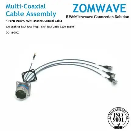 4 Ports D3899,Multi-Coax,CM Jack to SMA R/A Plug&SMP R/A Jack,ZCXN3506(B220),18G