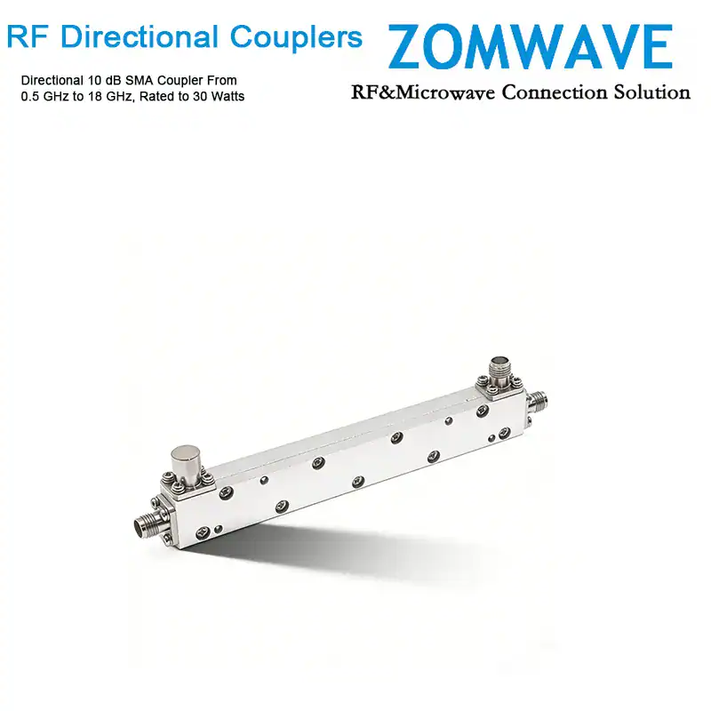Directional 10 dB SMA Coupler From 0.5 GHz to 18 GHz, Rated to 30 Watts Directional 10 dB SMA Coupler From 0.5 GHz to 18 GHz, Rated to 30 Watts