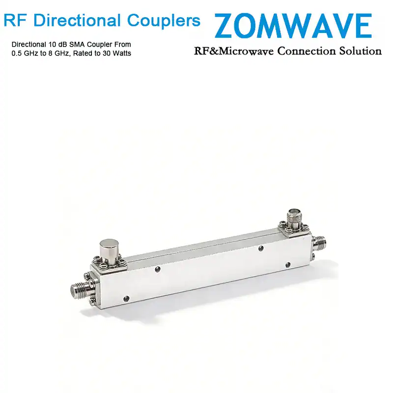Directional 10 dB SMA Coupler From 0.5 GHz to 8 GHz, Rated to 30 Watts Directional 10 dB SMA Coupler From 0.5 GHz to 8 GHz, Rated to 30 Watts