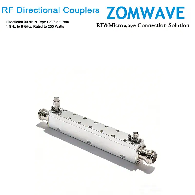 Directional 30 dB N Type Coupler From 1 GHz to 6 GHz, Rated to 200 Watts