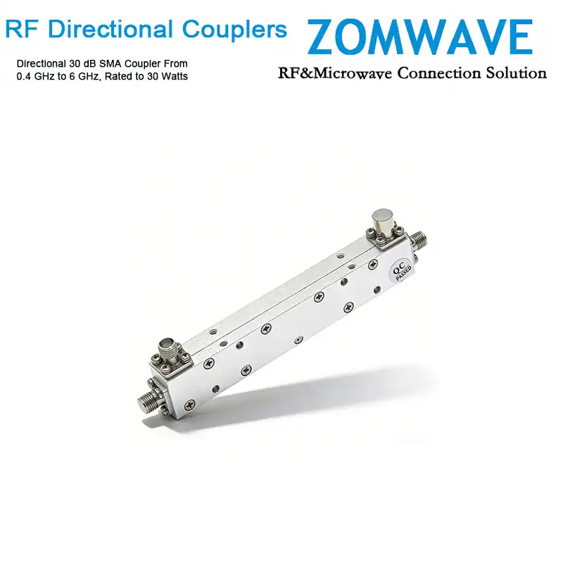 Directional 30 dB SMA Coupler From 0.4 GHz to 6 GHz, Rated to 30 Watts Directional 30 dB SMA Coupler From 0.4 GHz to 6 GHz, Rated to 30 Watts