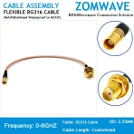SMA Female Bulkhead Waterproof to MCX Female, RG316 Cable, 6GHz