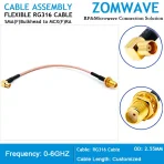 SMA Female Bulkhead to MCX Female Right Angle, RG316 Cable, 6GHz