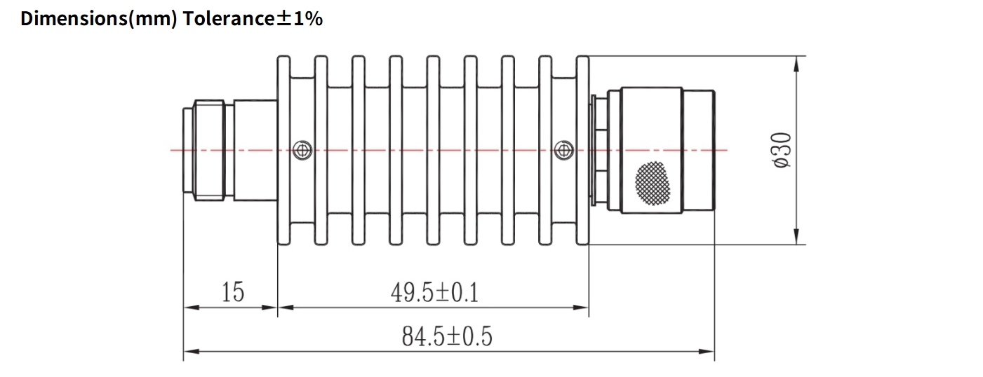 3dB Fixed Attenuator, N Male to N Female, 15Watts, DC-4GHz, Round, VSWR1.2