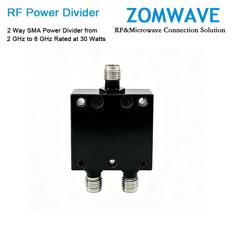 2 Way SMA Power Divider from 2 GHz to 8 GHz Rated at 30 Watts