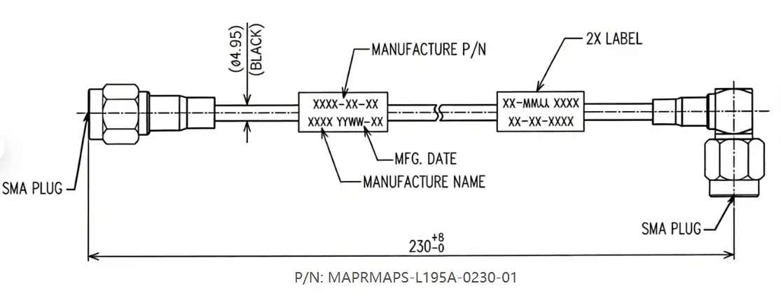 SMA Male R/A to 4.3-10 Male, ZMR240(LMR240 Alternative) Cable Assembly, 4.2GHZ