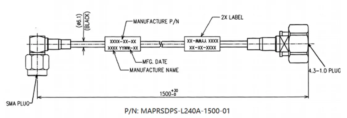 SMA Male R/A to 4.3-10 Male, ZMR240(LMR240 Alternative) Cable Assembly, 4.2GHZ