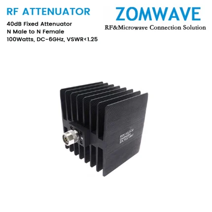 40dB Fixed Attenuator, N Male to N Female, 100Watts, DC-6GHz, VSWR1.25