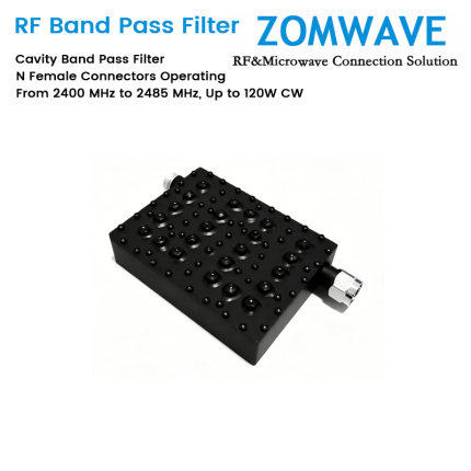 Cavity Band Pass Filter with N Female Connectors Operating From 2400 MHz to 2485 MHz, Up to 120W CW