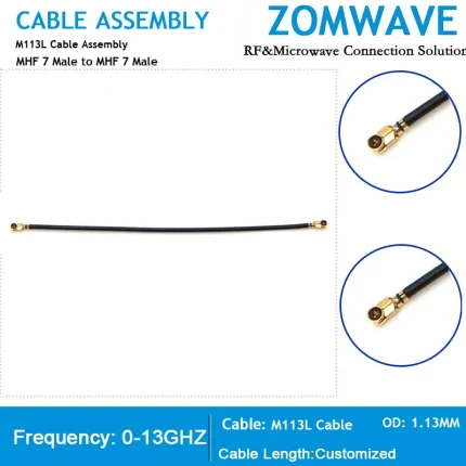 MHF 7 Plug Right Angle to MHF 7 Plug Right Angle, RG1.13 Cable, 13GHz