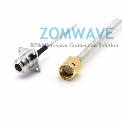 SMA Male to N Female 4 Hole Flange, Semi-Rigid RG402 Cable Assembly, 6GHZ(1)