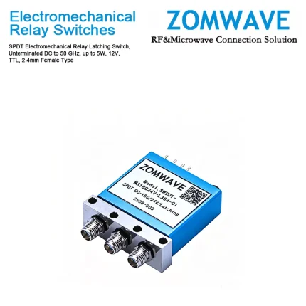 SPDT Electromechanical Relay Latching Switch, Unterminated DC to 50 GHz, up to 5W, 12V, TTL, 2.4mm Female Type