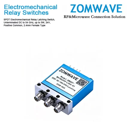 SPDT Electromechanical Relay Latching Switch, Unterminated DC to 54 GHz, up to 3W, 24V, Positive Common, 2.4mm Female Type