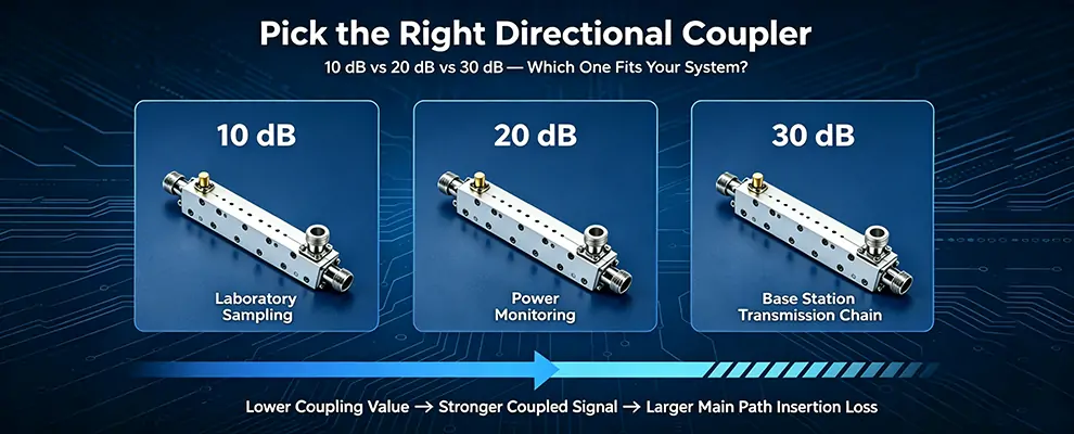 How to Choose Directional Couplers for Signal Monitoring: 10 dB vs 20 dB vs 30 dB