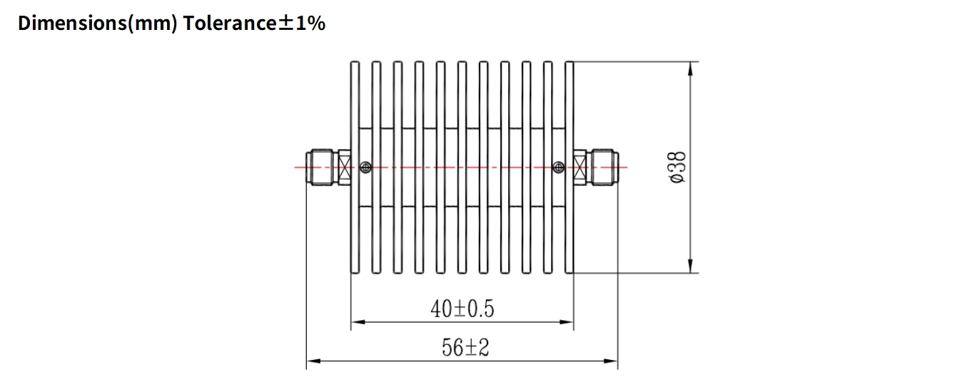 3dB Fixed Attenuator, SMA Female to SMA Female, 30Watts, DC-4GHz, Round, VSWR1.15