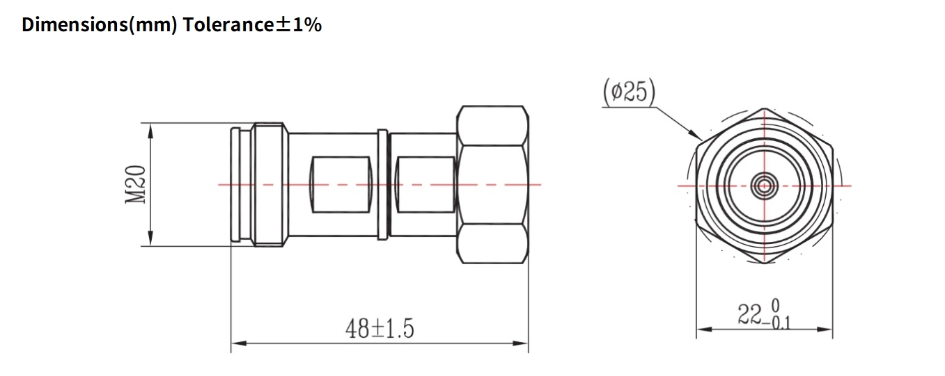 3dB Fixed Attenuator, 4.3-10 Male to 4.3-10 Female, 2Watts, DC-6GHz, Round, VSWR1.2