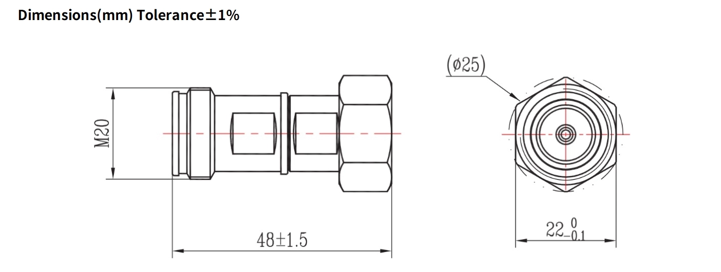 3dB Fixed Attenuator, 4.3-10 Male to 4.3-10 Female, 5Watts, DC-6GHz, Round, VSWR1.2
