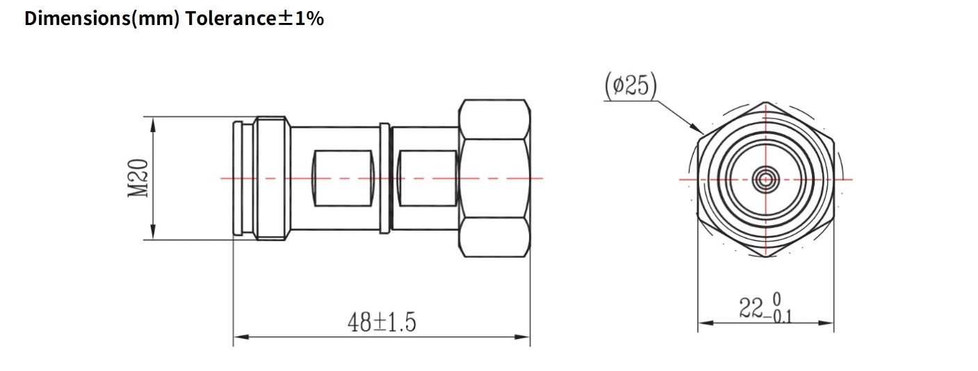 3dB Fixed Attenuator, 4.3-10 Male to 4.3-10 Female, 2Watts, DC-3GHz, Round, VSWR1.2