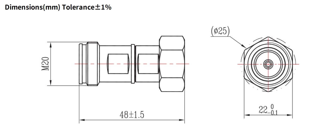 3dB Fixed Attenuator, 4.3-10 Male to 4.3-10 Female, 5Watts, DC-3GHz, Round, VSWR1.15