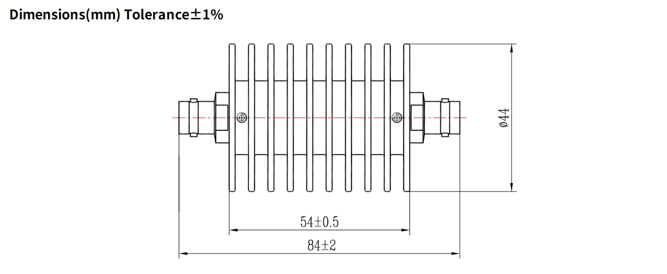 3dB Fixed Attenuator, BNC Female to BNC Female, 25Watts, DC-6GHz, Round, VSWR1.25