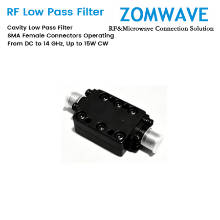 Cavity Low Pass Filter with SMA Female Connectors Operating From DC to 14GHz, Up to 15W CW