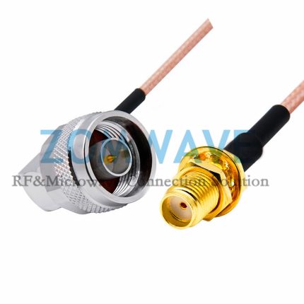 SMA Female Bulkhead to N Type Male Right Angle, RG316 Cable, 6GHz