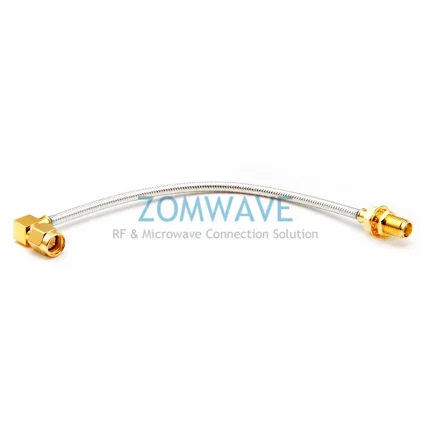 SMA Male RA to SMA Female Bulkhead, Formable .141''RG402 Cable no jacket, 12GHZ