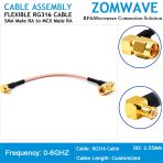 SMA Male Right Angle to MCX Male Right Angle, RG316 Cable, 6GHz