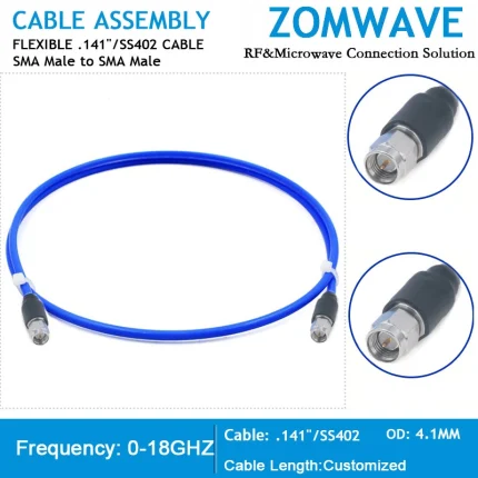 SMA Male to SMA Male,Stainless Steel Connector, Flexible .141''